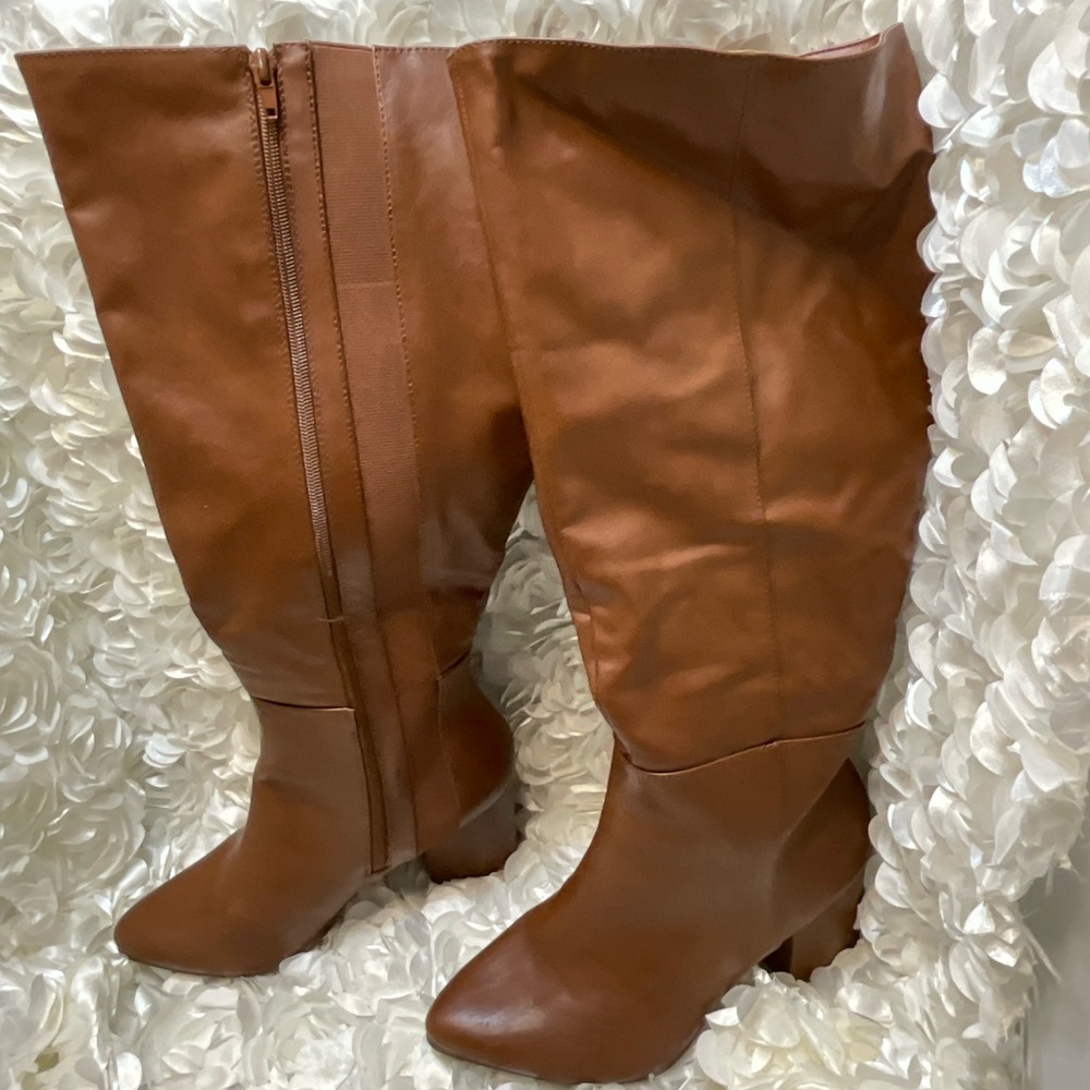 Lane Bryant Brown Heeled Boots with Classic Design